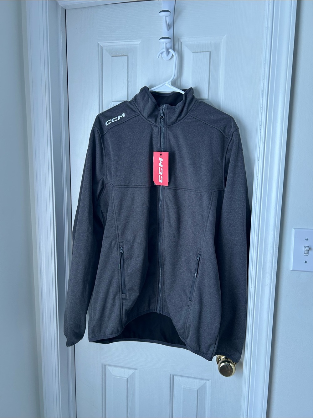 CCM Hockey Grey Softshell Zip-Up Jacket
